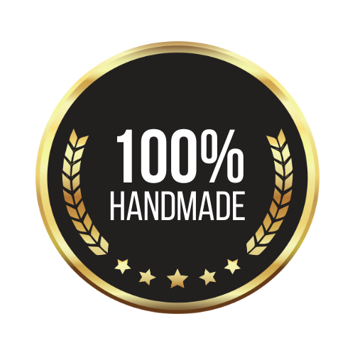 About gold black modern handmade badge logo